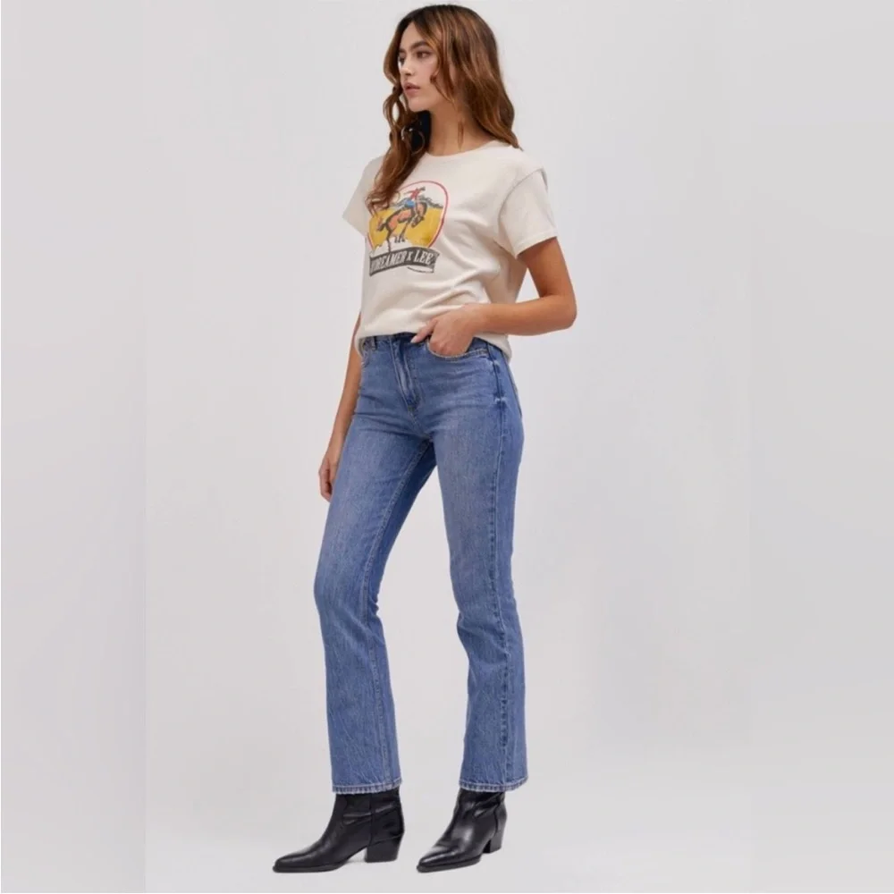 NWT Daydreamer x Lee High Rise Crop Boot Blue Jeans - Picture 2 of 12